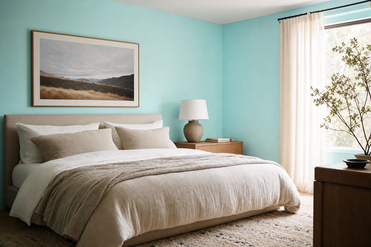 San Clemente Teal by Benjamin Moore on interiors