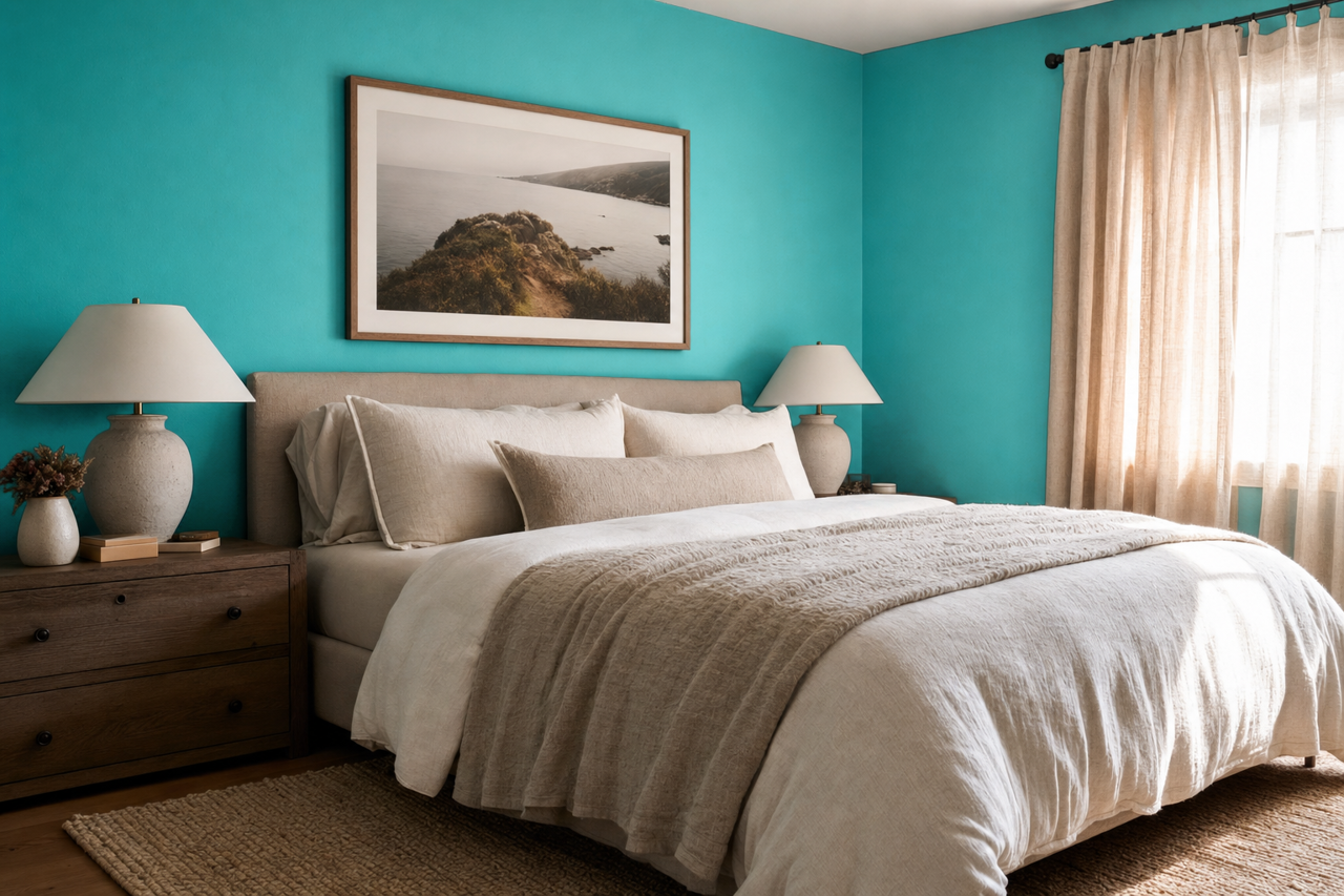 Palm Coast Teal by Benjamin Moore on interiors