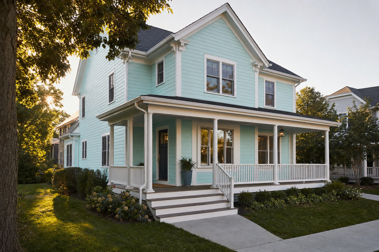Blue by Benjamin Moore on exterior