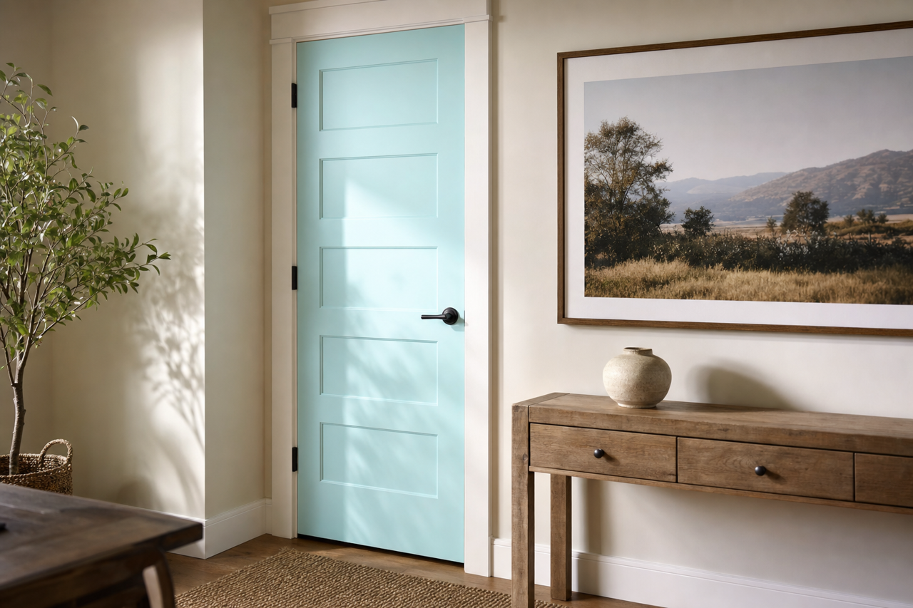 Blue by Benjamin Moore on interior-doors