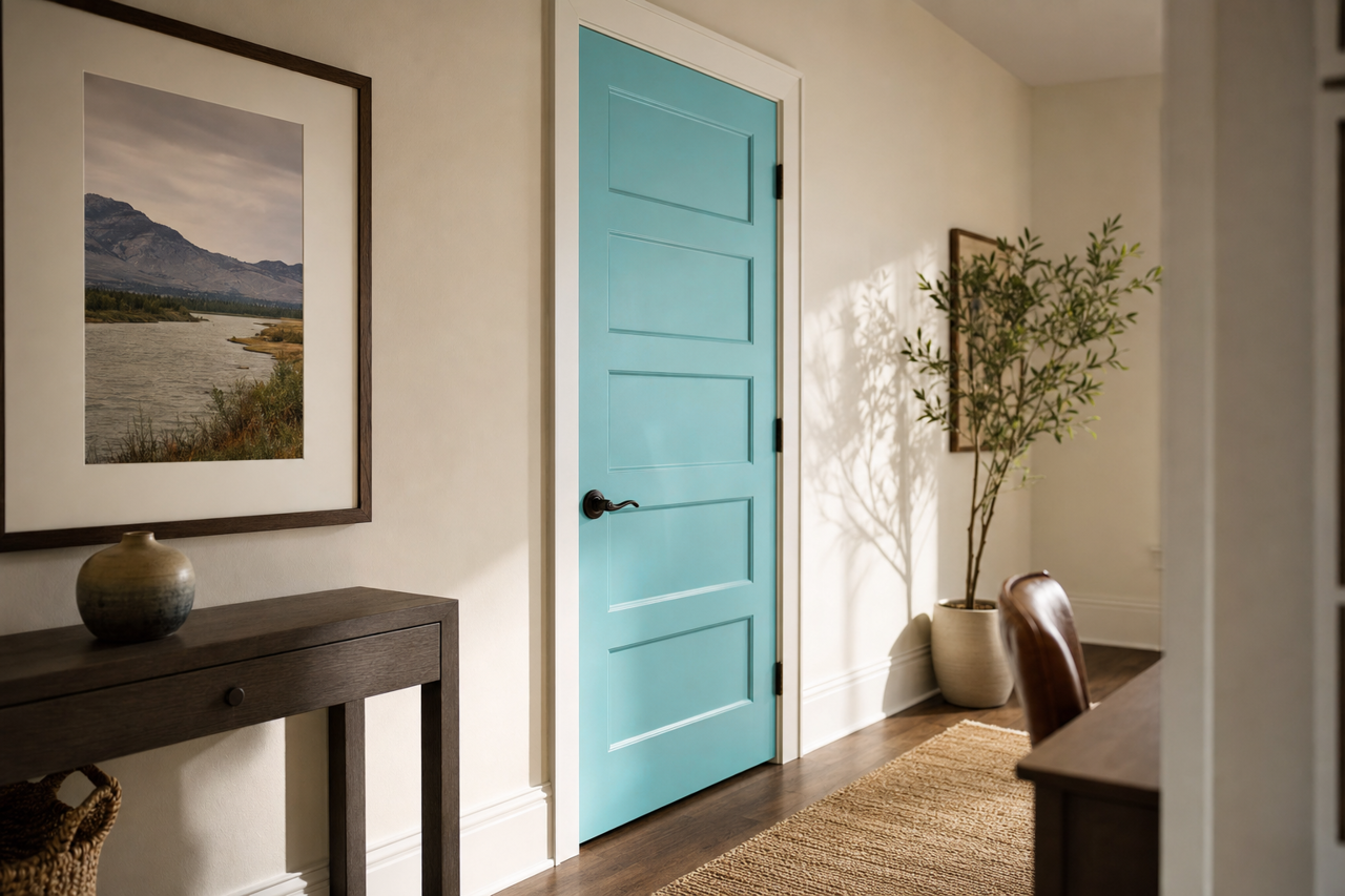 Un-Teal by Benjamin Moore on interior-doors