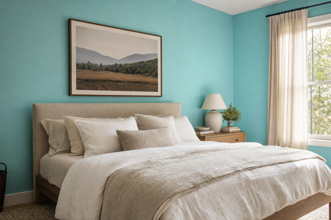 Un-Teal by Benjamin Moore on interiors