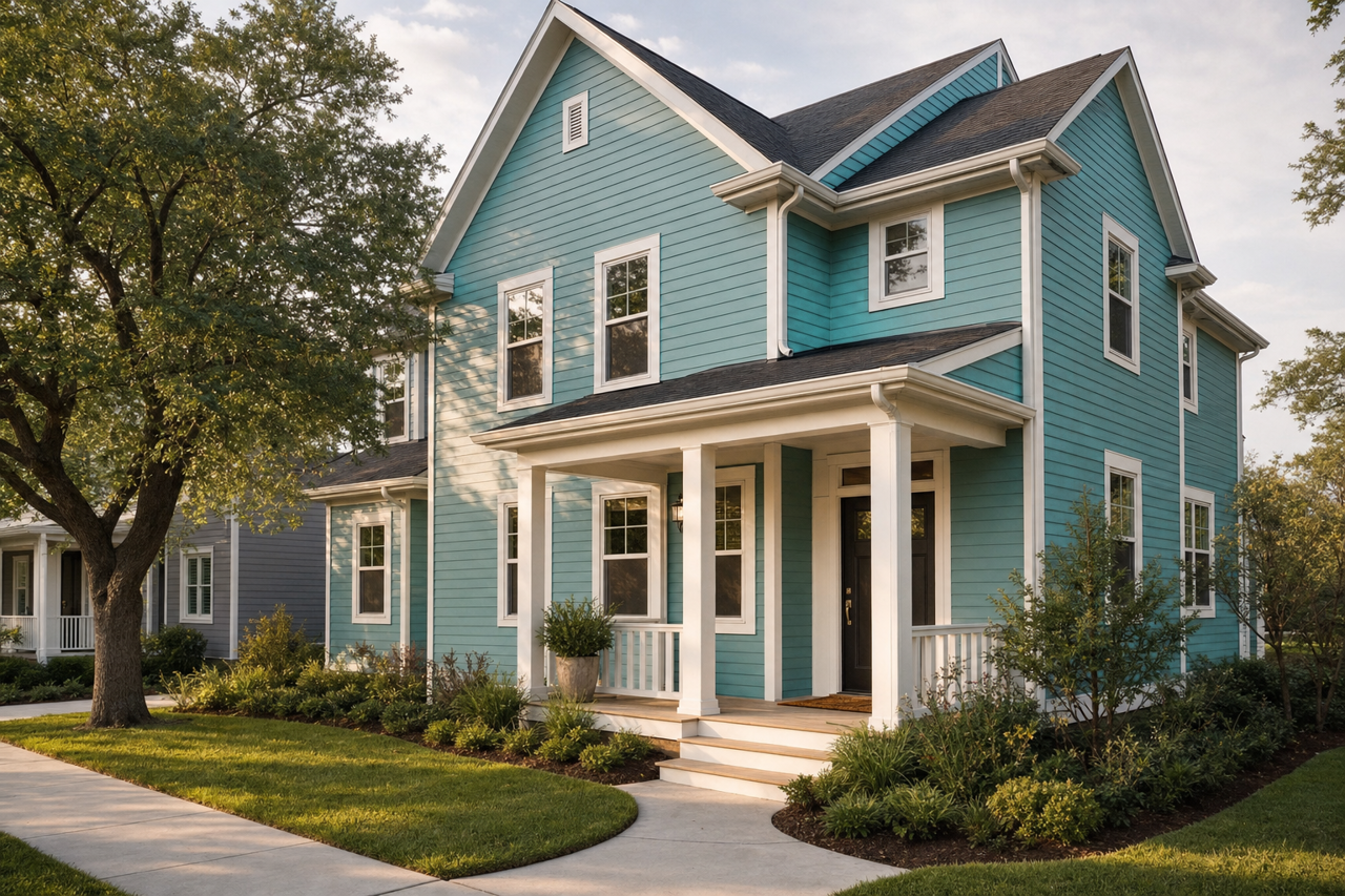Harbor Side Blue by Benjamin Moore on exterior