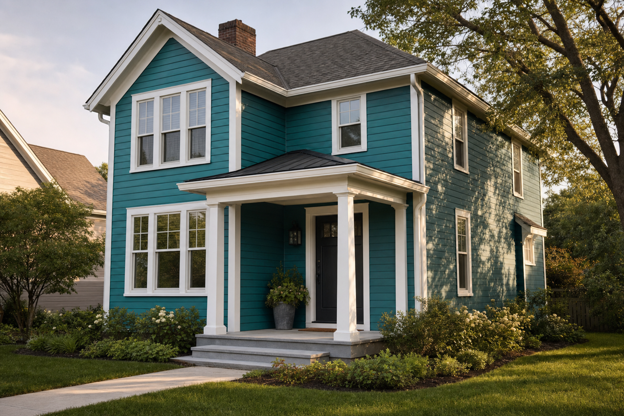 Largo Teal by Benjamin Moore on exterior