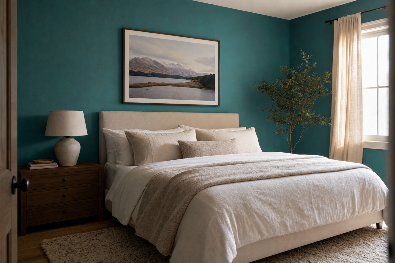 Largo Teal by Benjamin Moore on interiors