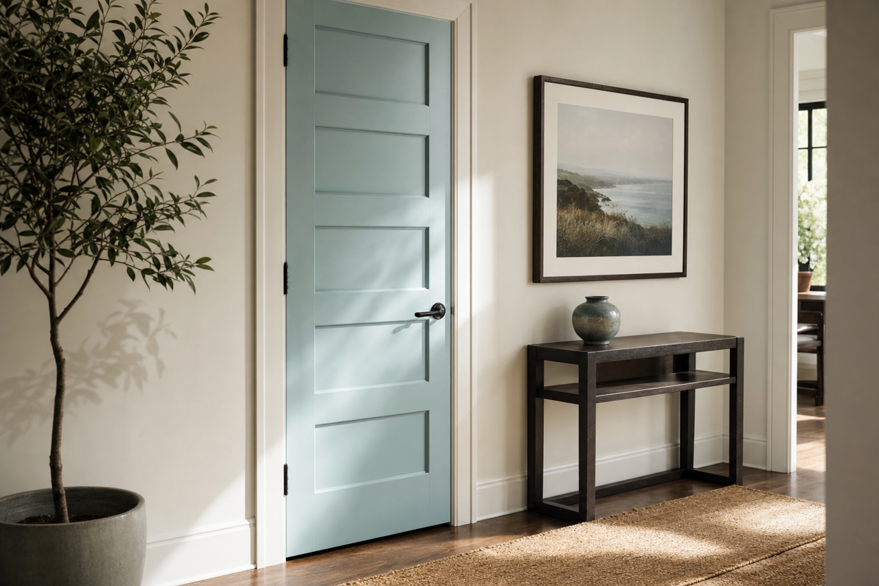Indigo by Benjamin Moore on interior-doors