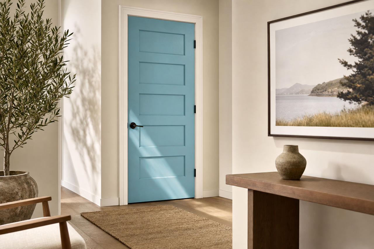 Bayville Blue by Benjamin Moore on interior-doors