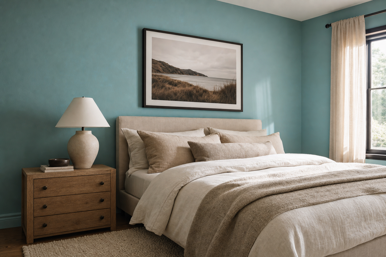 Bayville Blue by Benjamin Moore on interiors