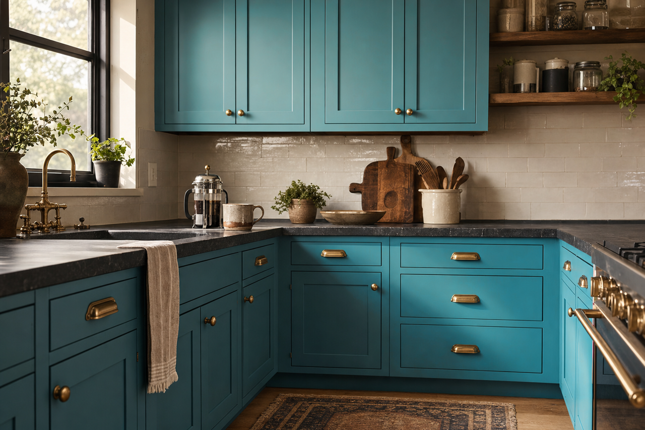 Wilmington Spruce by Benjamin Moore on cabinets