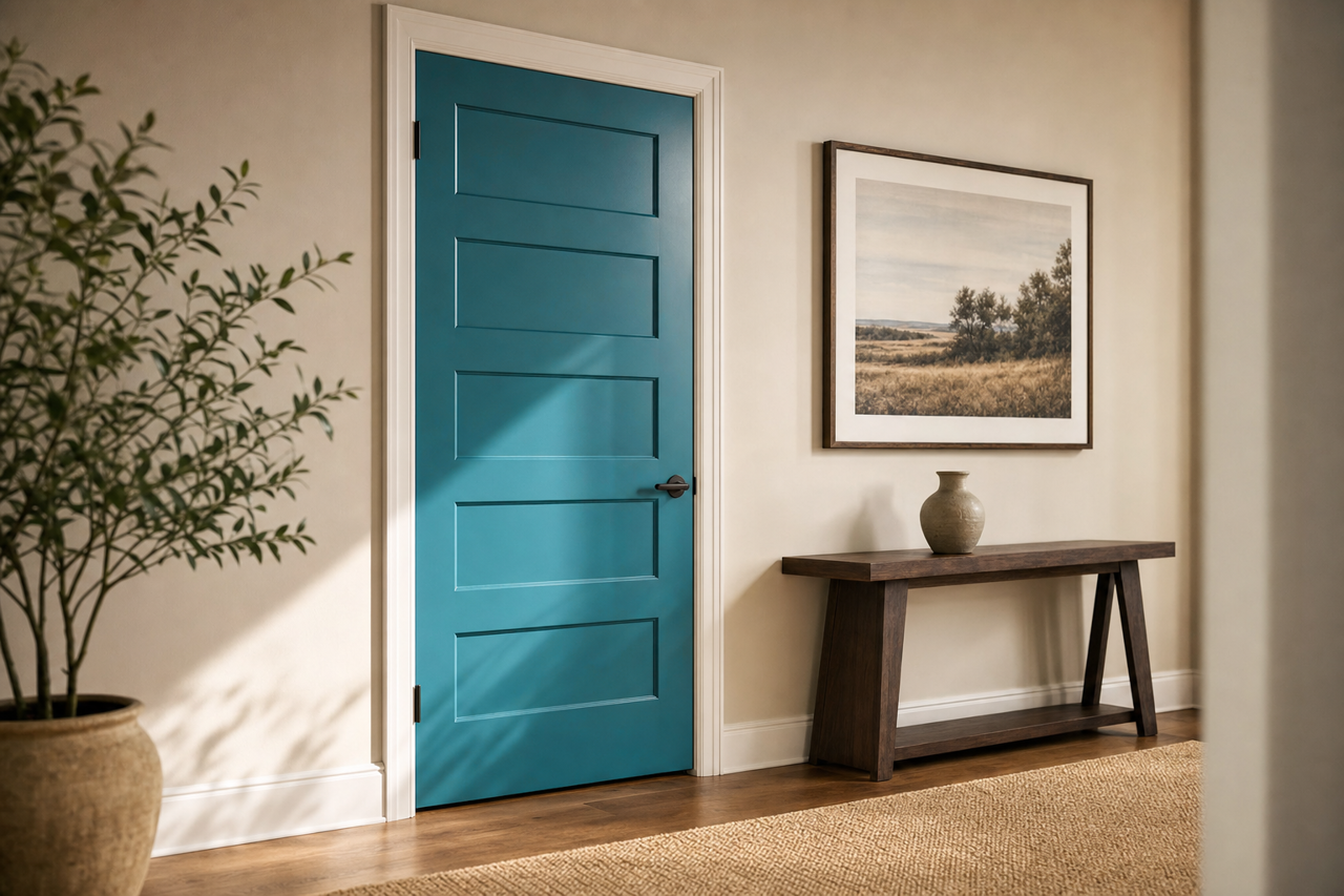 Salzburg Blue by Benjamin Moore on interior-doors
