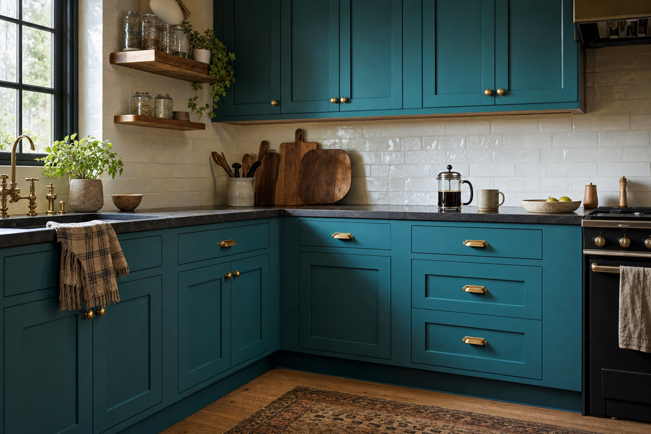Varsity by Benjamin Moore on cabinets