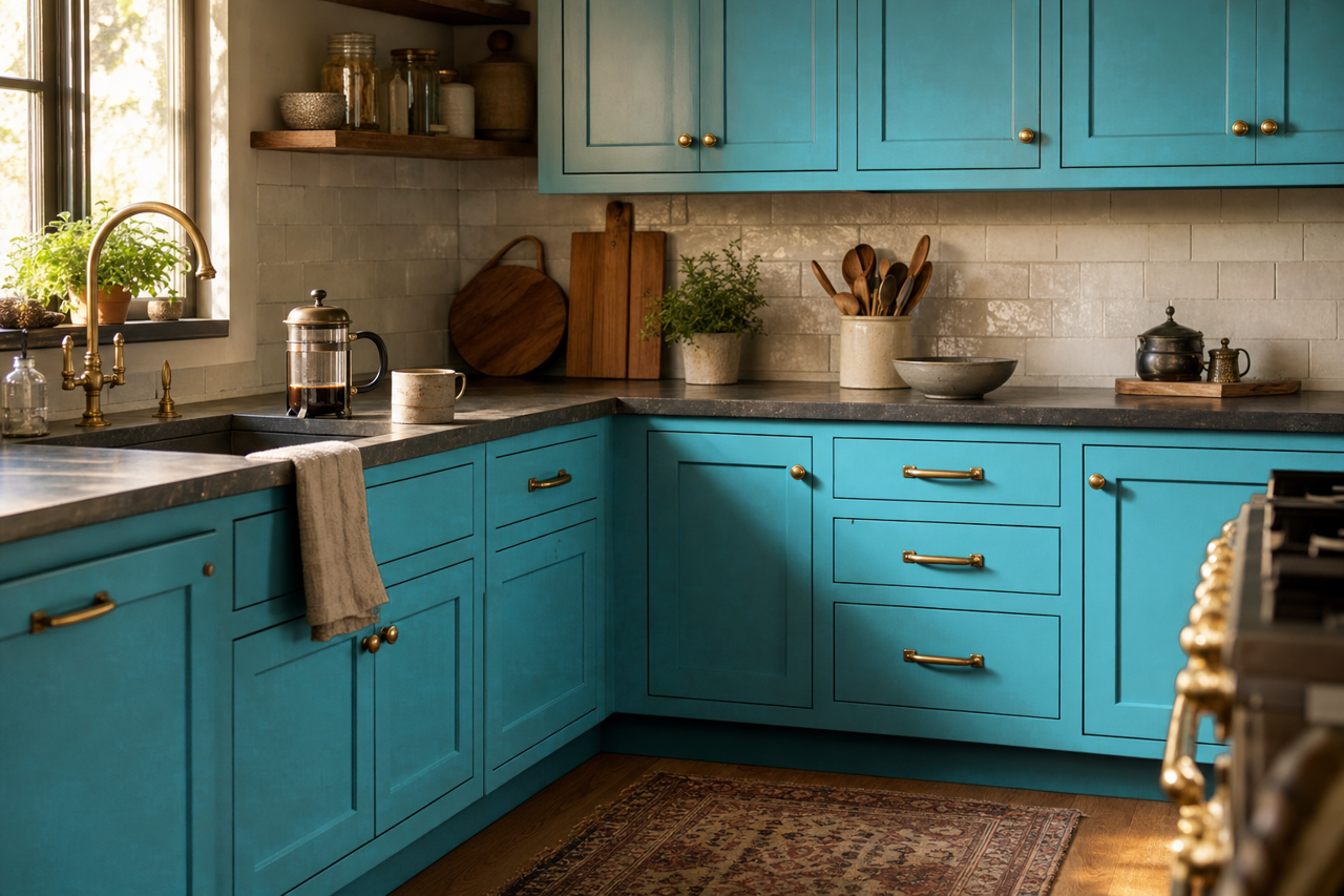 Baltimore Sky by Benjamin Moore on cabinets