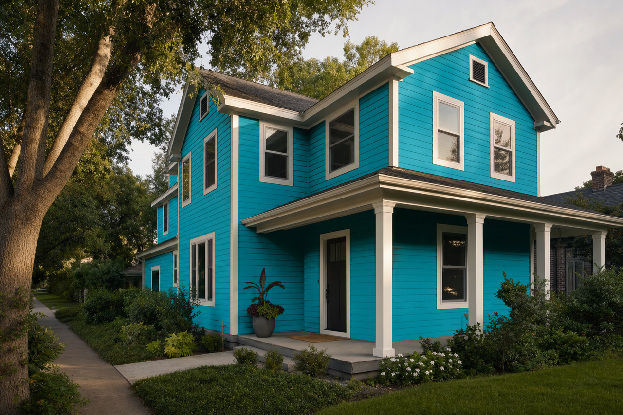 Meridian Blue by Benjamin Moore on exterior