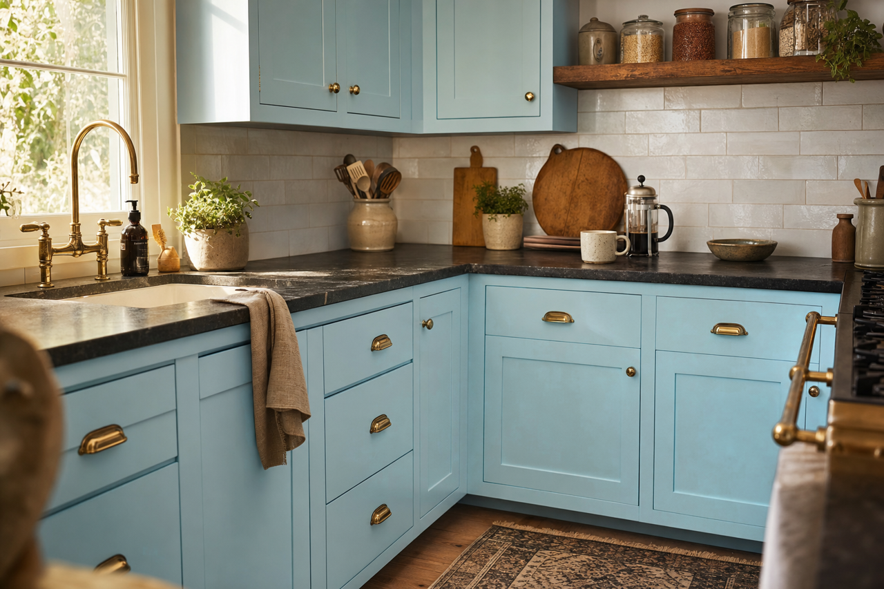 Delano by Benjamin Moore on cabinets