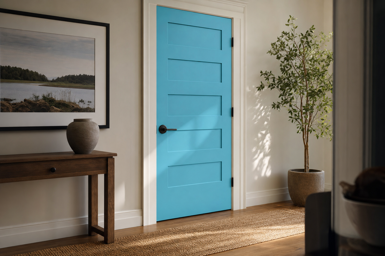 Atlantis Blue by Benjamin Moore on interior-doors