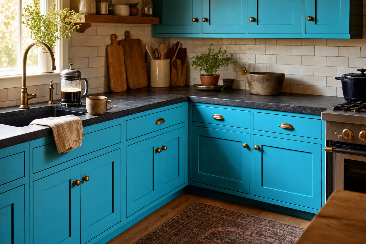 Dream I Can Fly by Benjamin Moore on cabinets