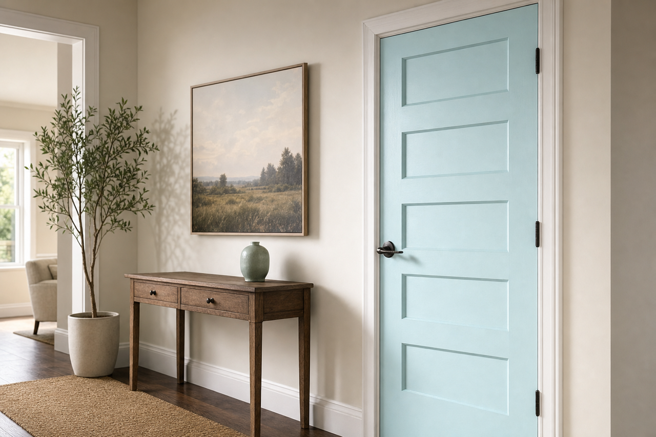 Blue Allure by Benjamin Moore on interior-doors