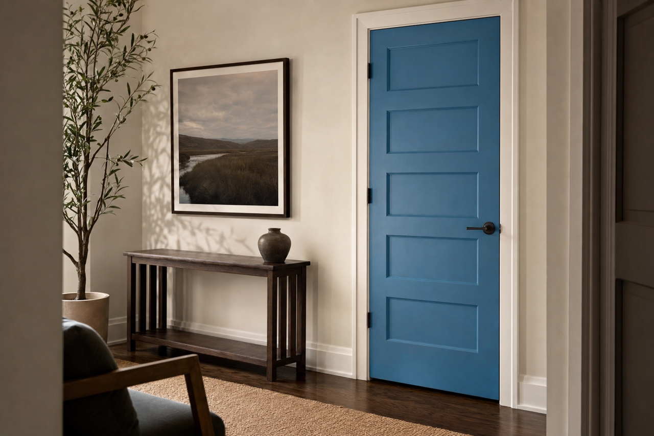 Santa Monica Blue by Benjamin Moore on interior-doors