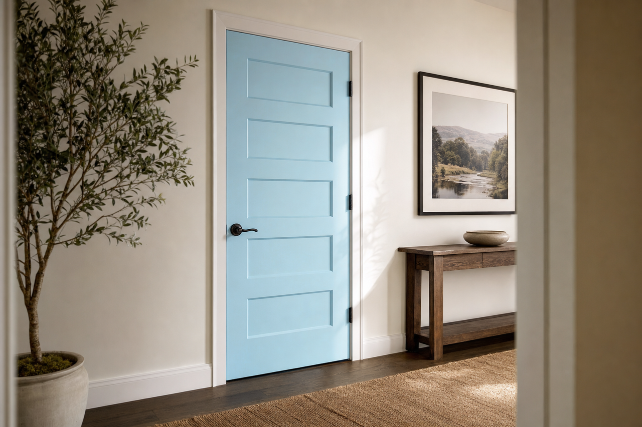 Fairview Blue by Benjamin Moore on interior-doors