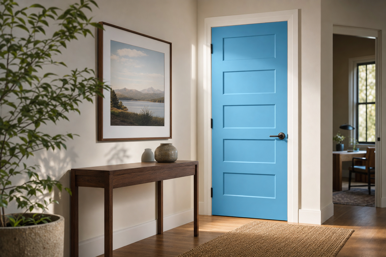 Blue Belle Islands by Benjamin Moore on interior-doors