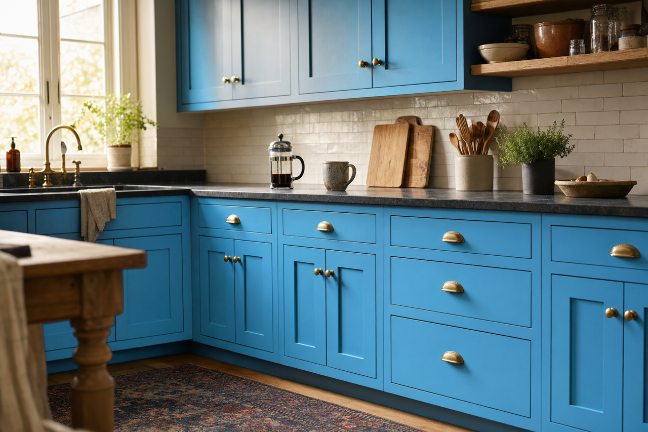 Lake by Benjamin Moore on cabinets