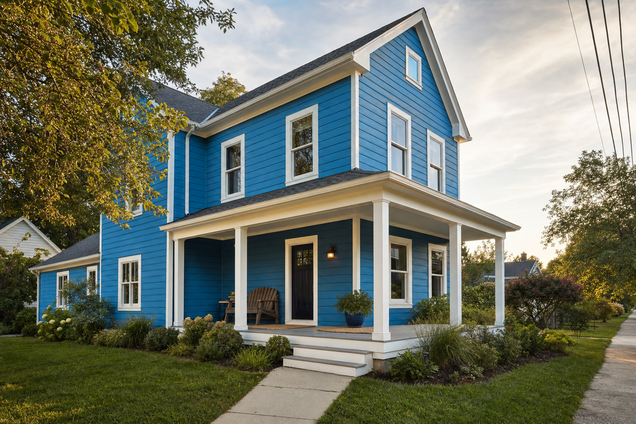 Blue by Benjamin Moore on exterior