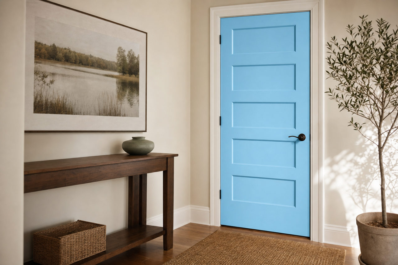 Aquarius by Benjamin Moore on interior-doors
