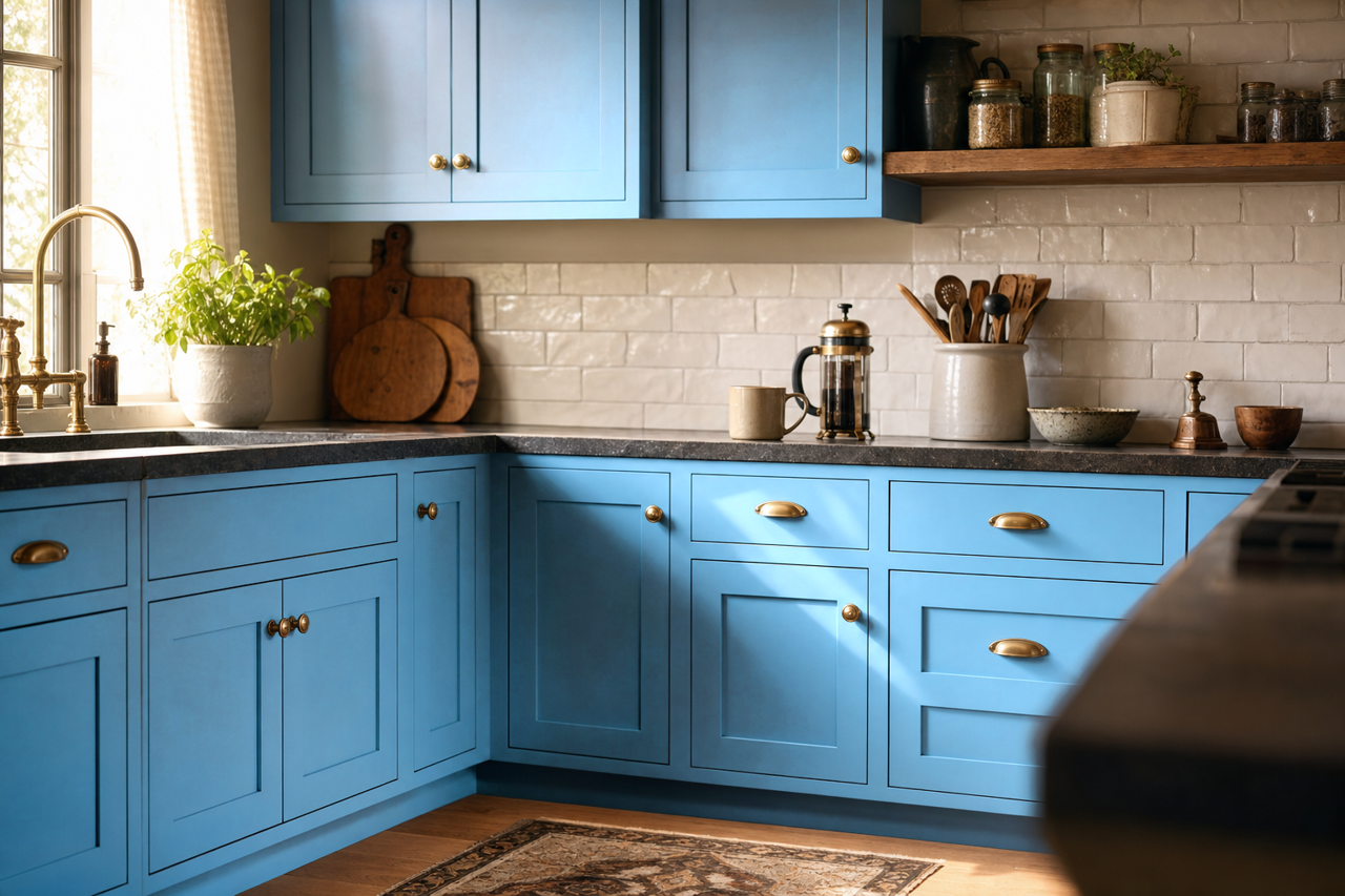 Sea to Shinning Sea by Benjamin Moore on cabinets