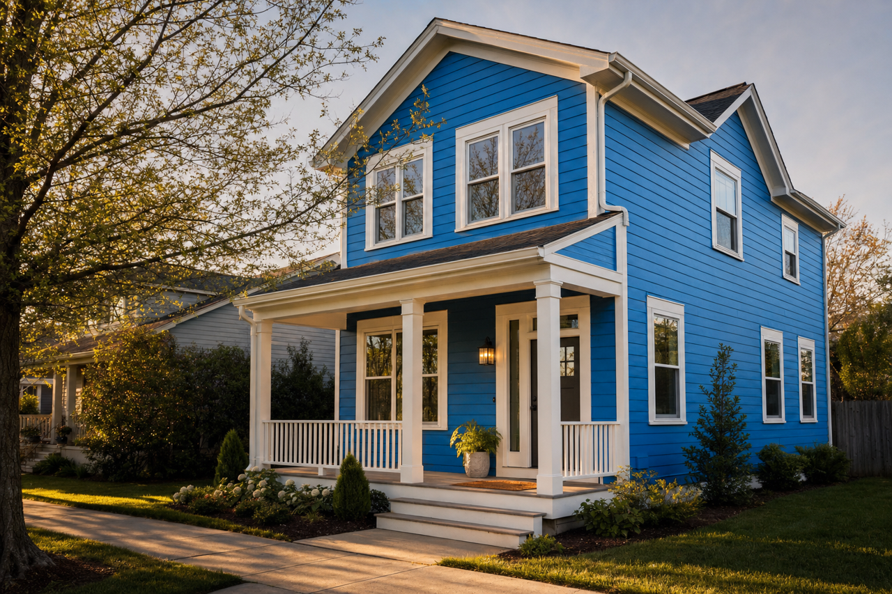 Paddington Blue by Benjamin Moore on exterior