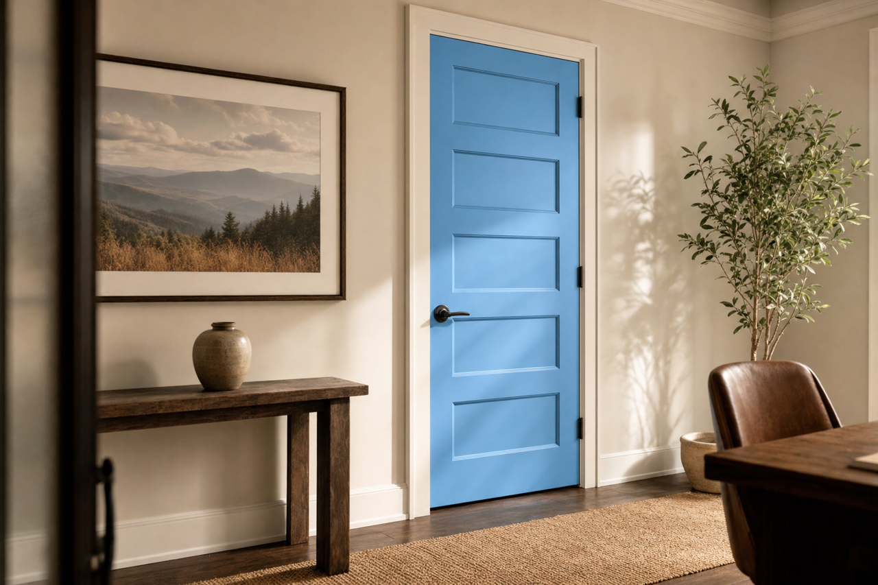 Nova Scotia Blue by Benjamin Moore on interior-doors