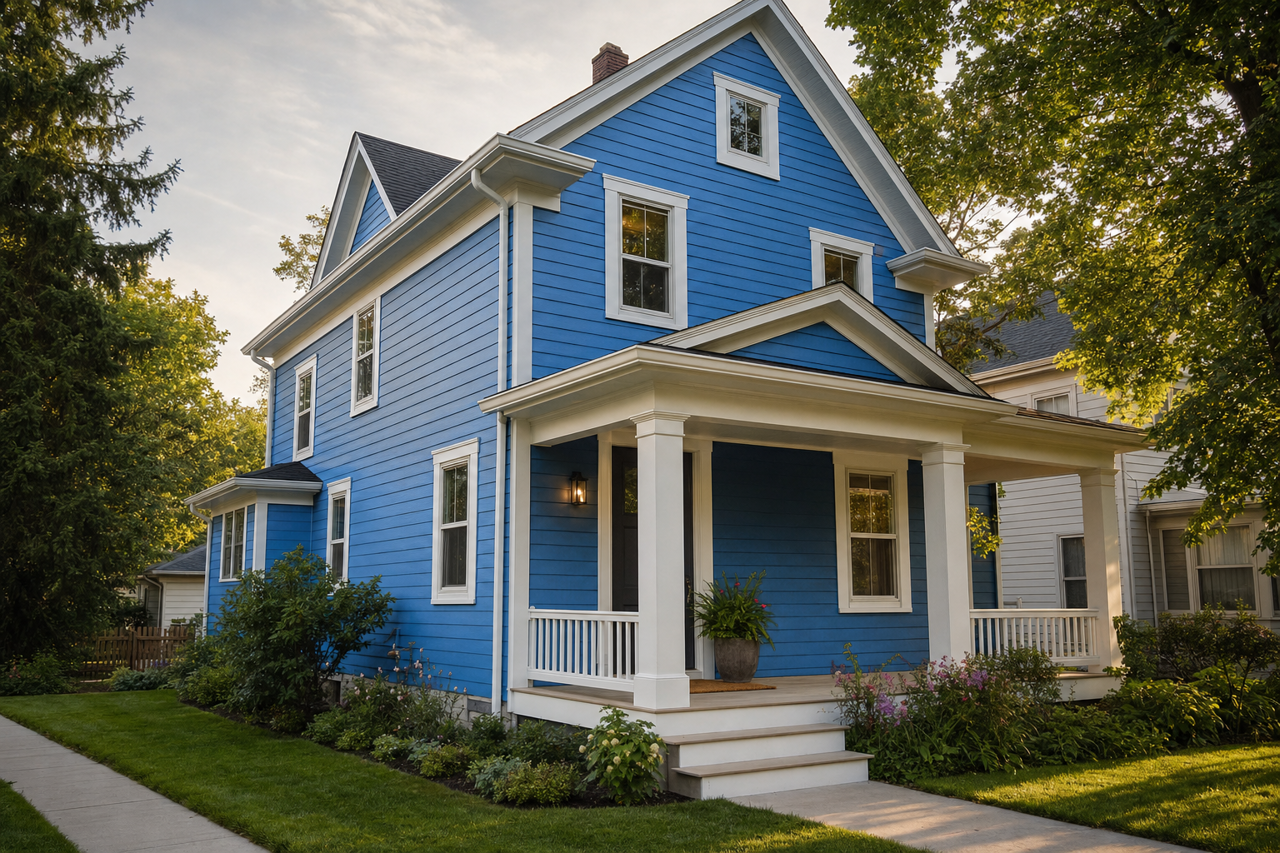 Athens Blue by Benjamin Moore on exterior