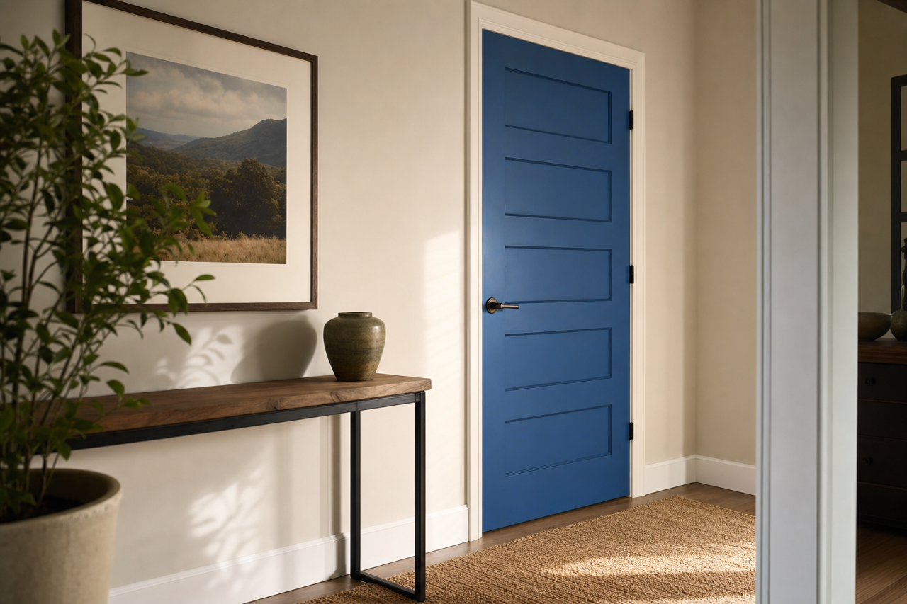 Blue Suede Shoes by Benjamin Moore on interior-doors