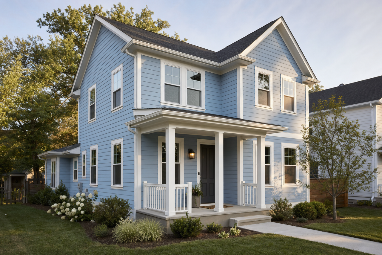 Blue Bayon by Benjamin Moore on exterior