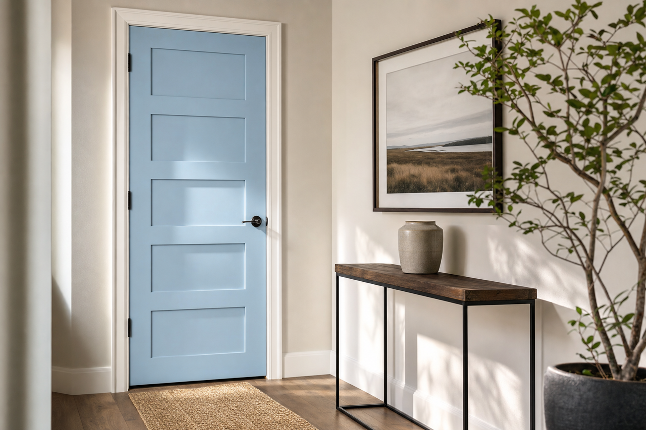 Sapphire by Benjamin Moore on interior-doors