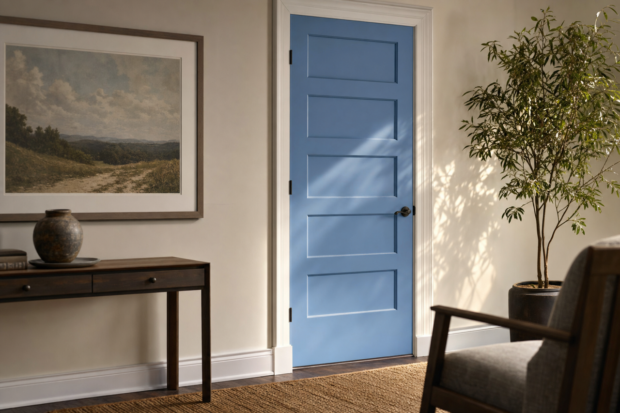 Blue Dragon by Benjamin Moore on interior-doors