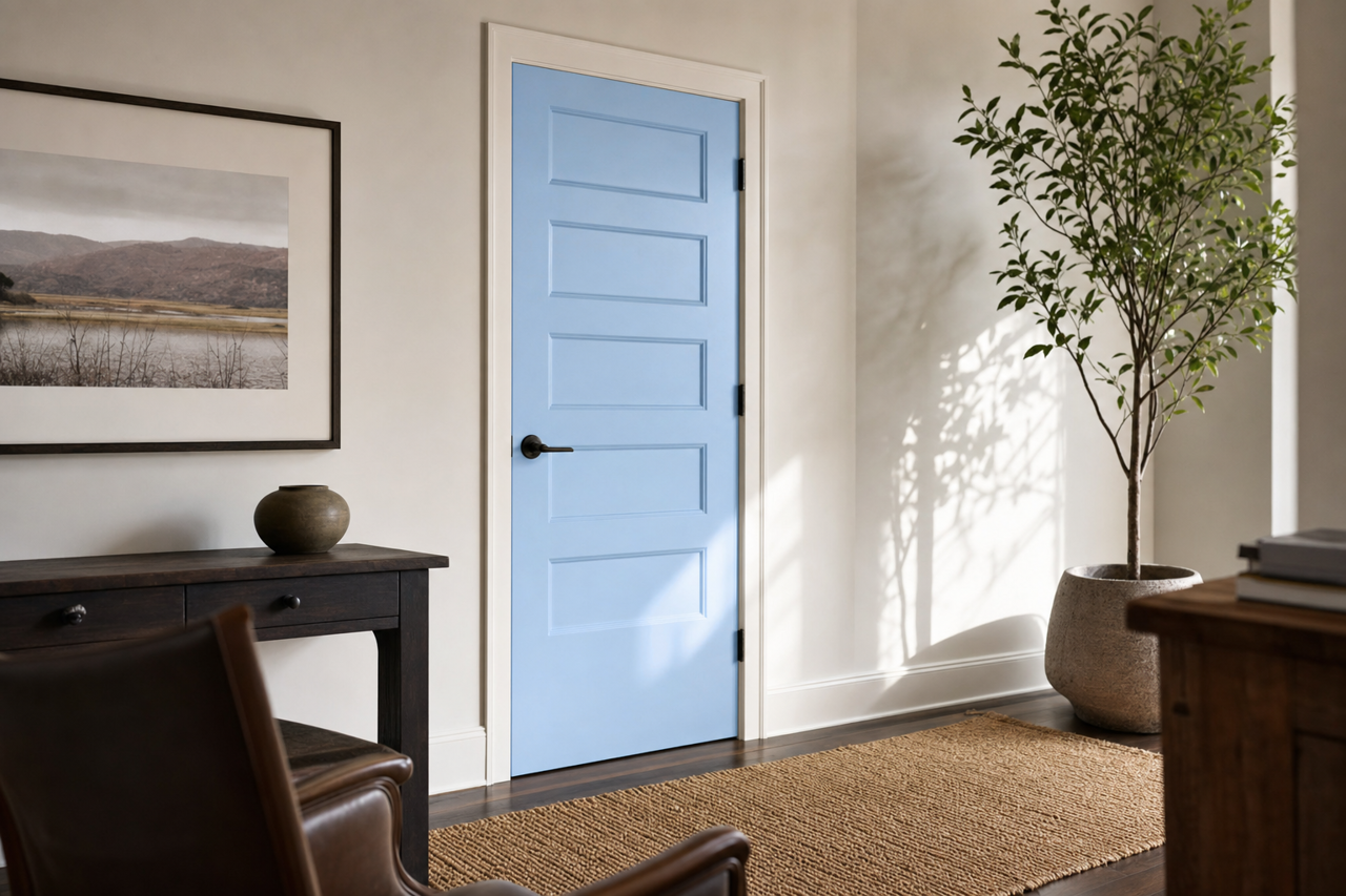 Swiss by Benjamin Moore on interior-doors