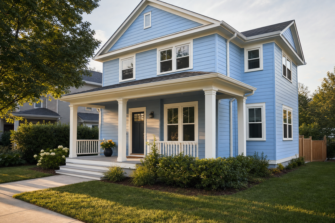 Aqua by Benjamin Moore on exterior