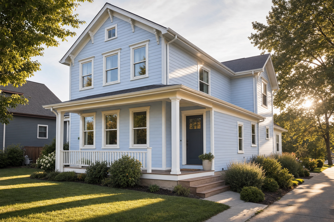 Blue Ice by Benjamin Moore on exterior