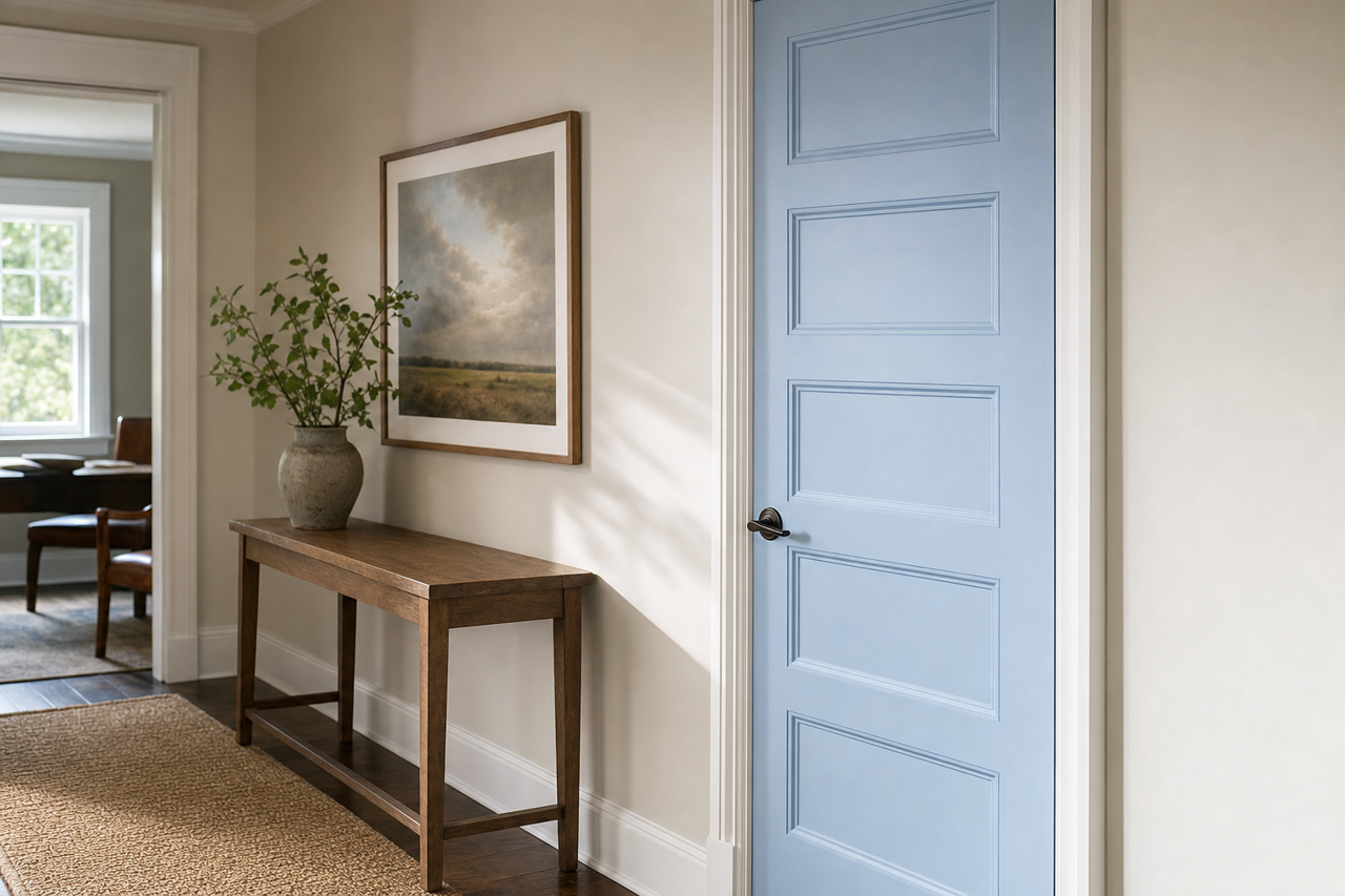 Riviera Azure by Benjamin Moore on interior-doors