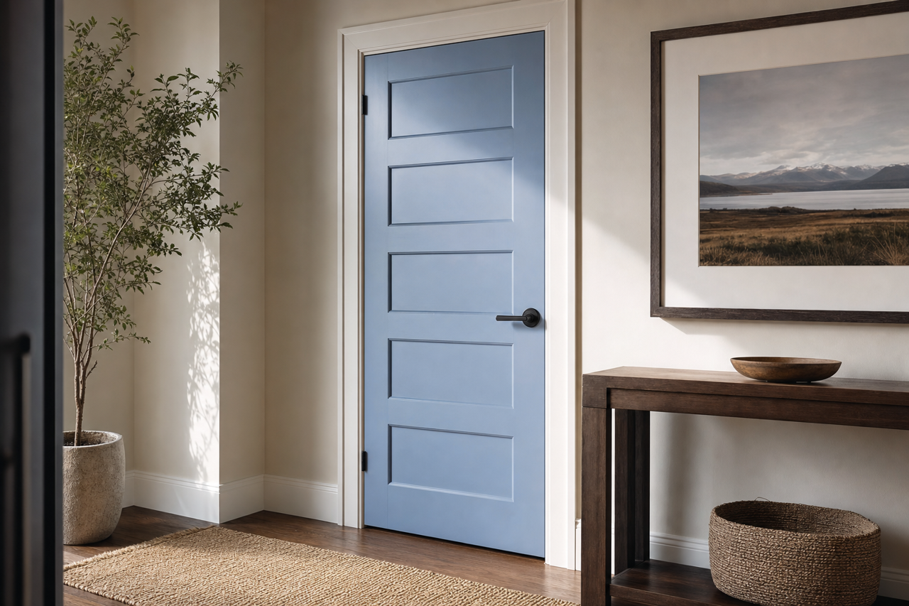 Steel Blue by Benjamin Moore on interior-doors