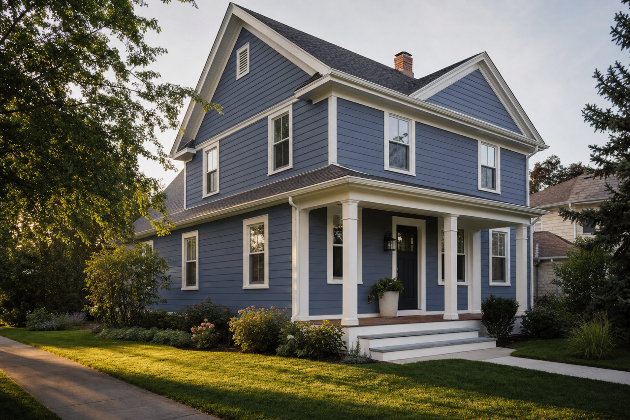 Blue Nova by Benjamin Moore on exterior