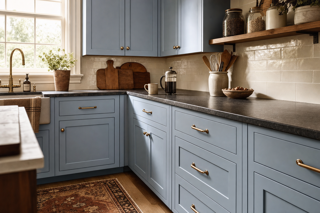 Denim by Benjamin Moore on cabinets