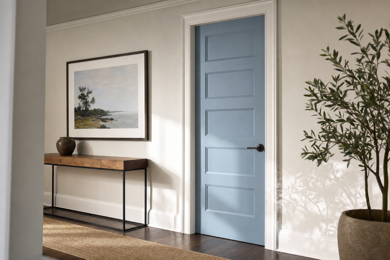 Denim by Benjamin Moore on interior-doors