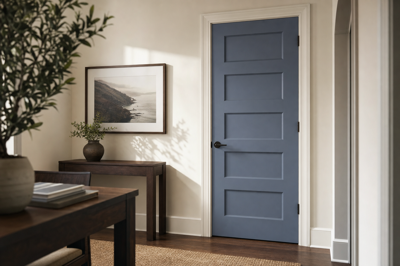 Kensington Blue by Benjamin Moore on interior-doors