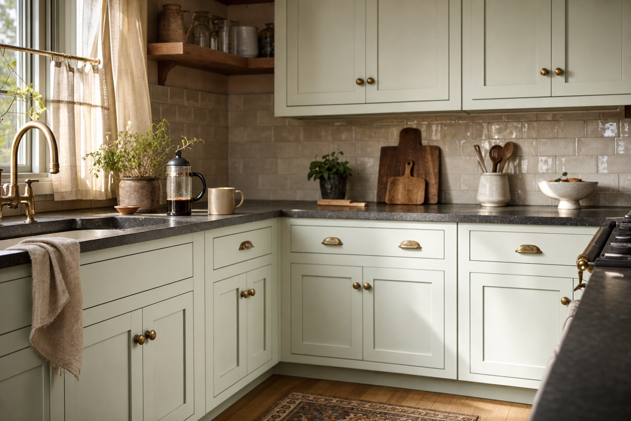 Snow Angel by Benjamin Moore on cabinets