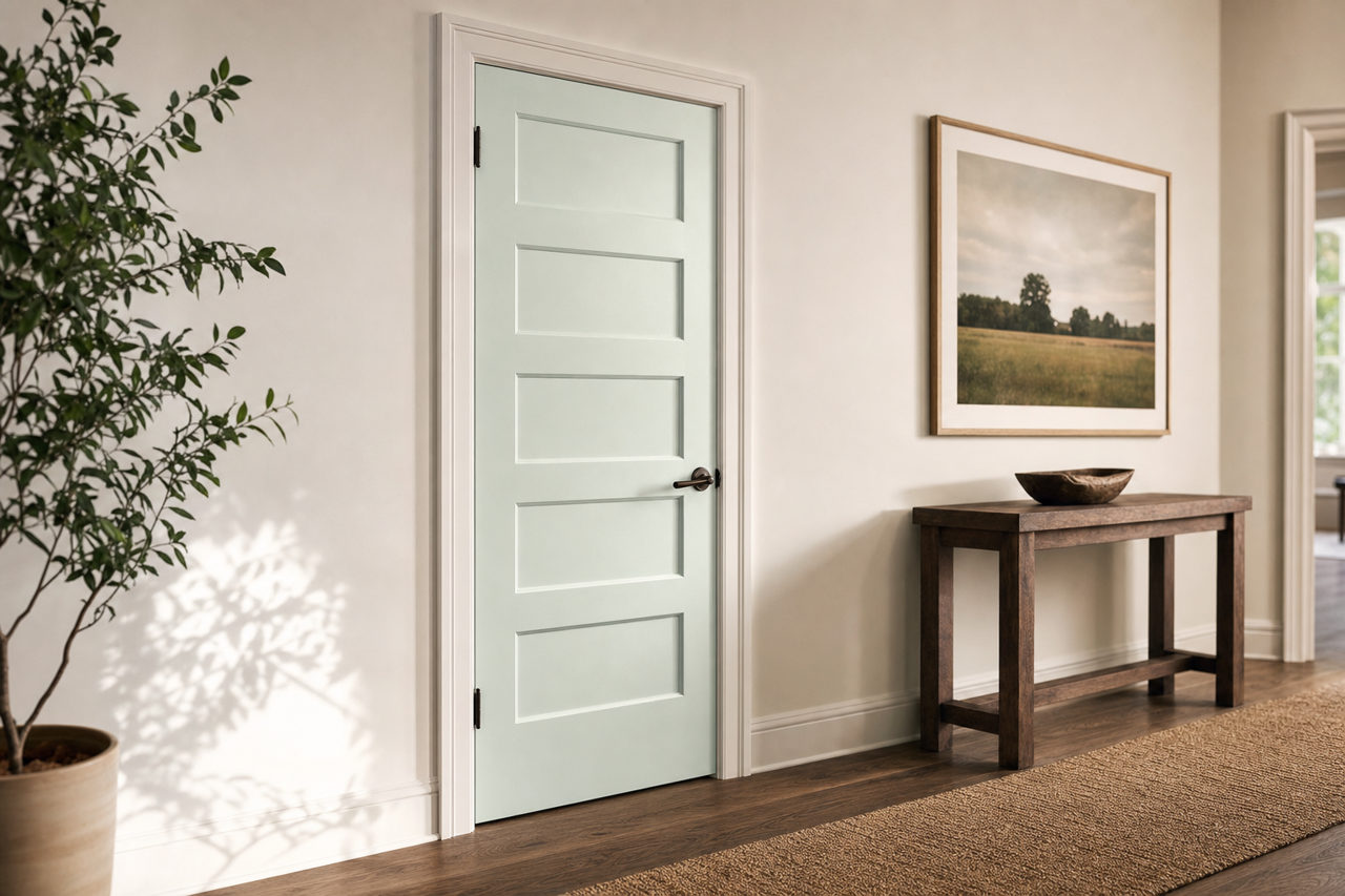 Green by Benjamin Moore on interior-doors