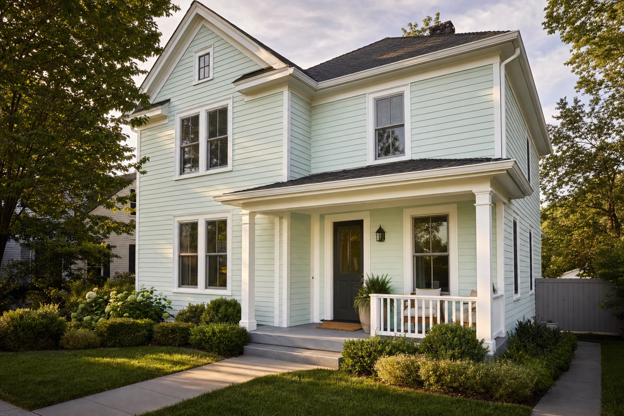 Taffeta Green by Benjamin Moore on exterior
