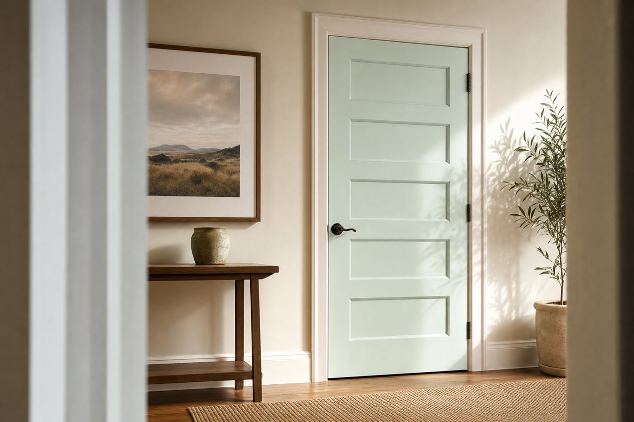 Taffeta Green by Benjamin Moore on interior-doors