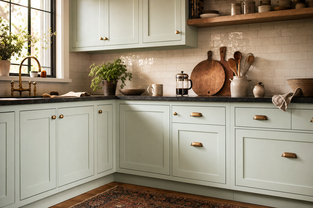 Emerald by Benjamin Moore on cabinets