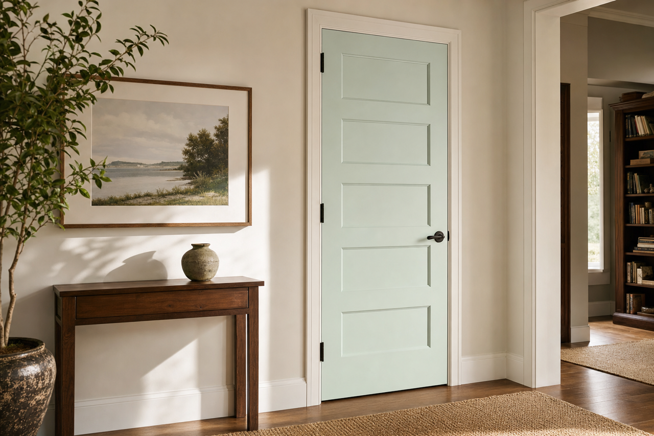 Lakeshore Green by Benjamin Moore on interior-doors